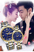 Business Black Couple Watches Top Luxury Mens Watches Auto Date Quartz Wristwatch Gold Watch Men Diamond Stainless Steel Waterproof Luminous Business Casual Luxury Watch For Men