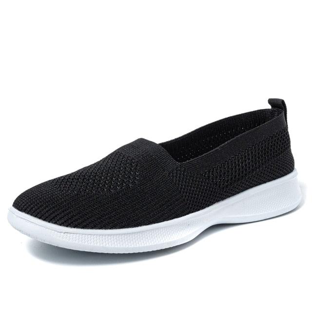 Summer Knitting Sock Women's Sneakers Slip On Shoes Lightweight Flat Women's Sports Breathable Mesh Platform Fashion Casual Slip On Easy Walking Espadrilles