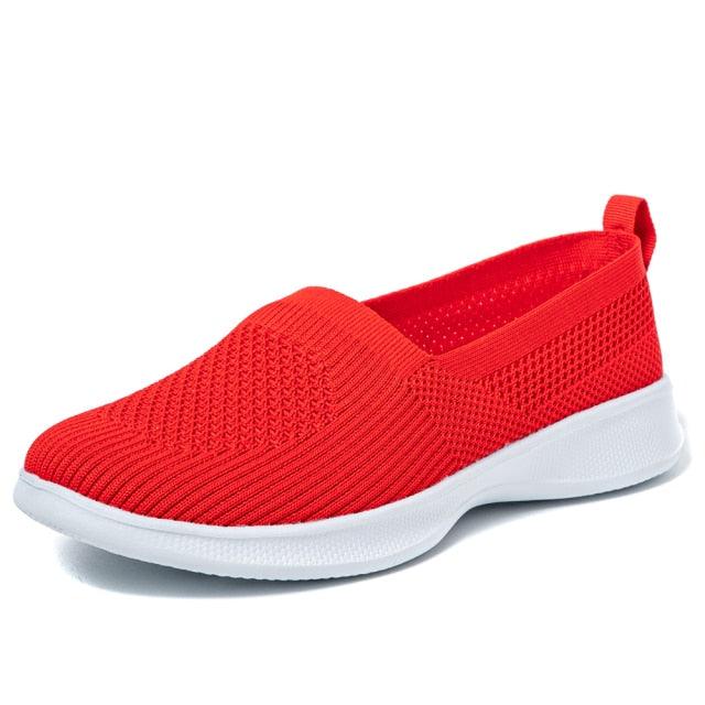 Summer Knitting Sock Women's Sneakers Slip On Shoes Lightweight Flat Women's Sports Breathable Mesh Platform Fashion Casual Slip On Easy Walking Espadrilles