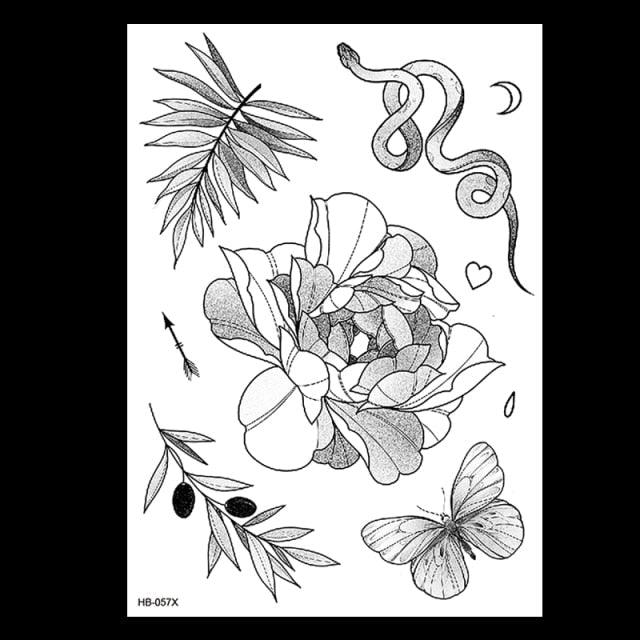 49 Sheets Waterproof Temporary Black Sketches Flowers Tattoo Stickers Flower Rose Tattoos For Women Adults - STEVVEX Beauty - 103, Arm Tattoo, Back Tattoo, Beauty, Big Flowers Tattoo, Big Tattoo, Black Tattoos, Body Tattoo, Fashion Tattoo, Flower Tattoo, Large Tattoo, Leg Tattoo, Lotus Tattoo, Luxury Tattoo, Men Tattoo, Modern Tattoo, Sketch Tattoo, Stylish Tattoo, Tattoo - Stevvex.com