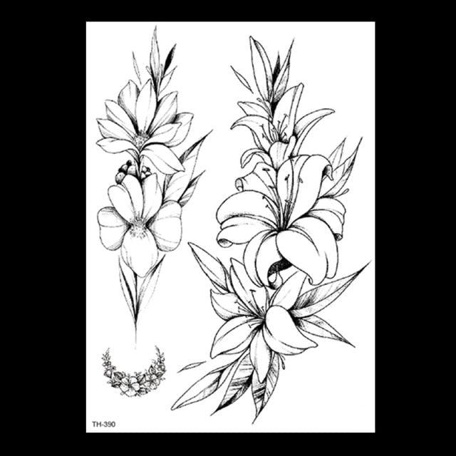 49 Sheets Waterproof Temporary Black Sketches Flowers Tattoo Stickers Flower Rose Tattoos For Women Adults - STEVVEX Beauty - 103, Arm Tattoo, Back Tattoo, Beauty, Big Flowers Tattoo, Big Tattoo, Black Tattoos, Body Tattoo, Fashion Tattoo, Flower Tattoo, Large Tattoo, Leg Tattoo, Lotus Tattoo, Luxury Tattoo, Men Tattoo, Modern Tattoo, Sketch Tattoo, Stylish Tattoo, Tattoo - Stevvex.com