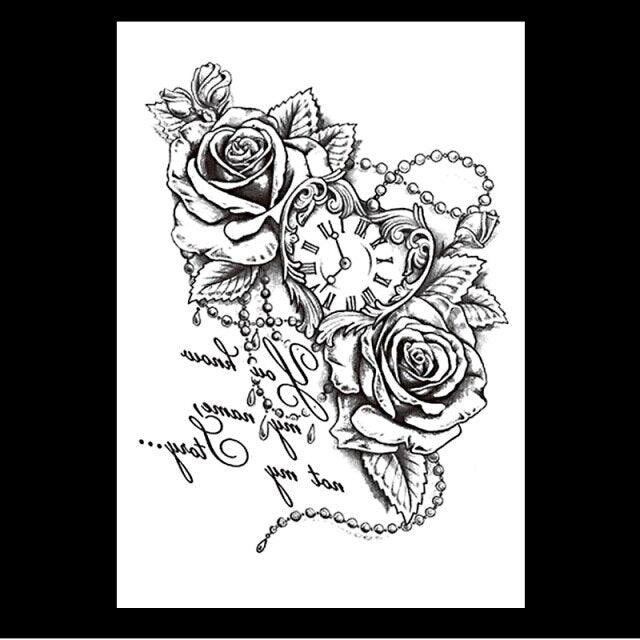 49 Sheets Waterproof Temporary Black Sketches Flowers Tattoo Stickers Flower Rose Tattoos For Women Adults - STEVVEX Beauty - 103, Arm Tattoo, Back Tattoo, Beauty, Big Flowers Tattoo, Big Tattoo, Black Tattoos, Body Tattoo, Fashion Tattoo, Flower Tattoo, Large Tattoo, Leg Tattoo, Lotus Tattoo, Luxury Tattoo, Men Tattoo, Modern Tattoo, Sketch Tattoo, Stylish Tattoo, Tattoo - Stevvex.com