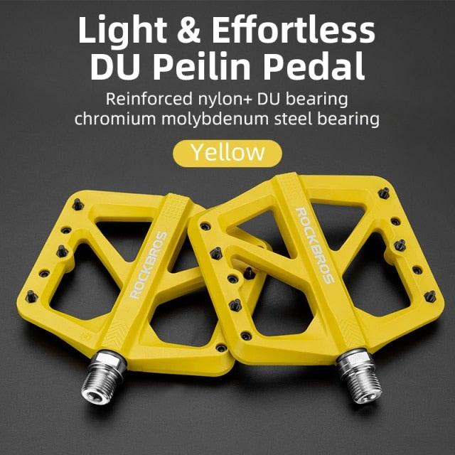 Ultralight Seal Bearings Bicycle Bike Pedals Cycling Nylon Road Pedals Flat Platform Bicycle Parts Accessories Pedals Mountain Bike Pedals Lightweight Nylon Fiber Bicycle Platform Pedals For Mountain Bike