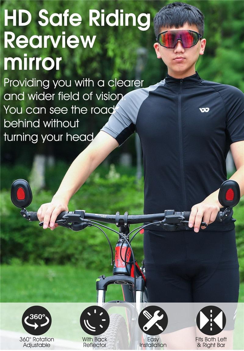 Adjustable Rotation Bike Rearview Mirror Cycling Rear View Road Bicycle Handlebar Mirrors Convex Mirror With 360˚Adjustable Handlebar Installation For Mountain Road Bike Electric Bicycle Accessories