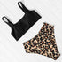 Women Leopard Print Swimsuit Women's Bikini One Shoulder Top High Waist Bottom Two Piece Swimsuits Women Push Up Bikini Set One Shoulder Beachwear Summer Leopard Bathing Suit High Waist Swimwear For Women