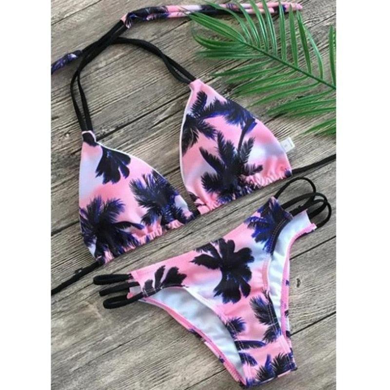 Bikini Pad Push Up Swimwear Women Swimsuit Bath Suit Bikini Set Beachwear Two Piece Costume Summer Bikini Women's Push Up Bathing Suits Swimsuits Halter Bandage Two Piece Bikini