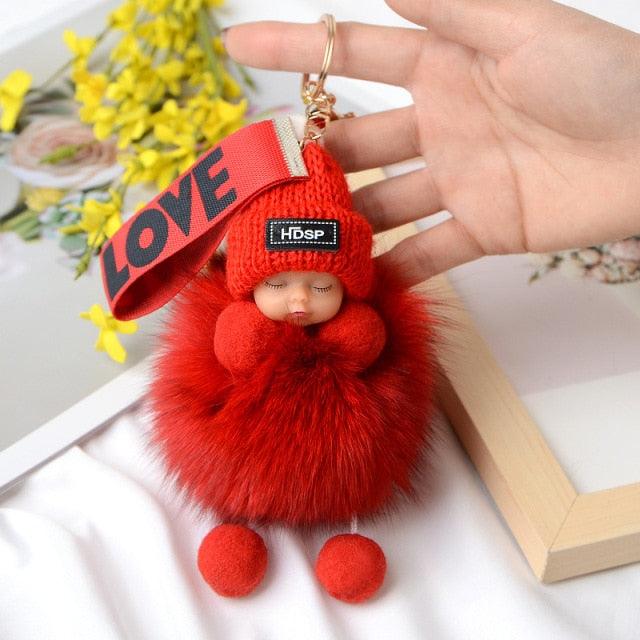 Cute Fluffy Plush Pompom Sleeping Baby Doll Keychain Fluffy Ball Key Chain for Women Bag Keychains Bags Keyrings Cars Key Ring Gift Charming Decoration For Girl - ALLURELATION - 551, accessories, Baby Doll Keychain, bagcharm, Charms, crochet, Fluffy Ball Key Chain, Fluffy key Chain, jewelry, Key chains, keychain, keychains, keyrings, pendents, Pompom Baby Doll Keychain, Pompom Keychain, Pompom Sleeping Baby Doll Keychain - Stevvex.com