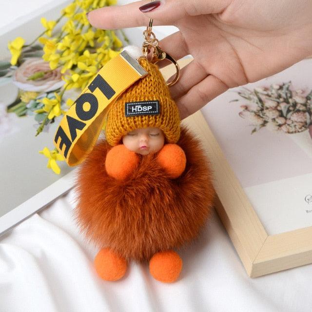 Cute Fluffy Plush Pompom Sleeping Baby Doll Keychain Fluffy Ball Key Chain for Women Bag Keychains Bags Keyrings Cars Key Ring Gift Charming Decoration For Girl - ALLURELATION - 551, accessories, Baby Doll Keychain, bagcharm, Charms, crochet, Fluffy Ball Key Chain, Fluffy key Chain, jewelry, Key chains, keychain, keychains, keyrings, pendents, Pompom Baby Doll Keychain, Pompom Keychain, Pompom Sleeping Baby Doll Keychain - Stevvex.com