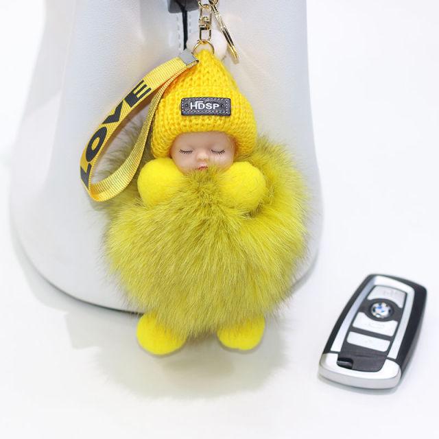 Cute Fluffy Plush Pompom Sleeping Baby Doll Keychain Fluffy Ball Key Chain for Women Bag Keychains Bags Keyrings Cars Key Ring Gift Charming Decoration For Girl - ALLURELATION - 551, accessories, Baby Doll Keychain, bagcharm, Charms, crochet, Fluffy Ball Key Chain, Fluffy key Chain, jewelry, Key chains, keychain, keychains, keyrings, pendents, Pompom Baby Doll Keychain, Pompom Keychain, Pompom Sleeping Baby Doll Keychain - Stevvex.com