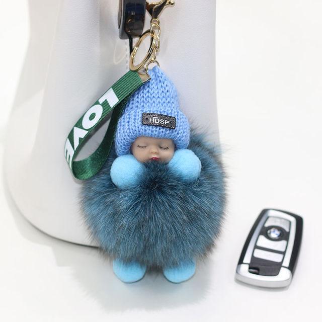 Cute Fluffy Plush Pompom Sleeping Baby Doll Keychain Fluffy Ball Key Chain for Women Bag Keychains Bags Keyrings Cars Key Ring Gift Charming Decoration For Girl - ALLURELATION - 551, accessories, Baby Doll Keychain, bagcharm, Charms, crochet, Fluffy Ball Key Chain, Fluffy key Chain, jewelry, Key chains, keychain, keychains, keyrings, pendents, Pompom Baby Doll Keychain, Pompom Keychain, Pompom Sleeping Baby Doll Keychain - Stevvex.com