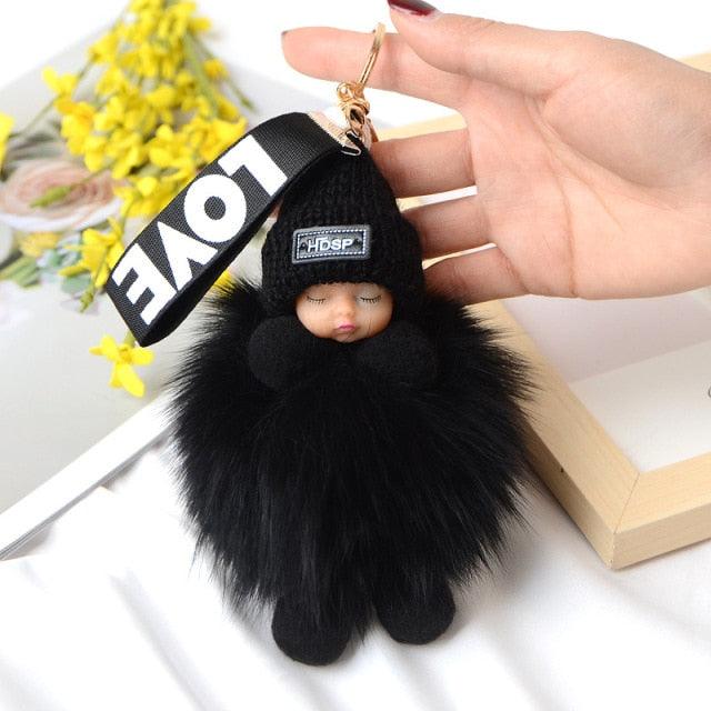 Cute Fluffy Plush Pompom Sleeping Baby Doll Keychain Fluffy Ball Key Chain for Women Bag Keychains Bags Keyrings Cars Key Ring Gift Charming Decoration For Girl - ALLURELATION - 551, accessories, Baby Doll Keychain, bagcharm, Charms, crochet, Fluffy Ball Key Chain, Fluffy key Chain, jewelry, Key chains, keychain, keychains, keyrings, pendents, Pompom Baby Doll Keychain, Pompom Keychain, Pompom Sleeping Baby Doll Keychain - Stevvex.com