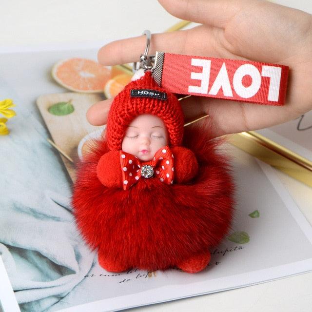 Cute Fluffy Plush Pompom Sleeping Baby Doll Keychain Fluffy Ball Key Chain for Women Bag Keychains Bags Keyrings Cars Key Ring Gift Charming Decoration For Girl - ALLURELATION - 551, accessories, Baby Doll Keychain, bagcharm, Charms, crochet, Fluffy Ball Key Chain, Fluffy key Chain, jewelry, Key chains, keychain, keychains, keyrings, pendents, Pompom Baby Doll Keychain, Pompom Keychain, Pompom Sleeping Baby Doll Keychain - Stevvex.com