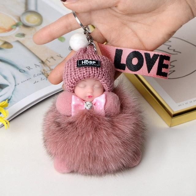 Cute Fluffy Plush Pompom Sleeping Baby Doll Keychain Fluffy Ball Key Chain for Women Bag Keychains Bags Keyrings Cars Key Ring Gift Charming Decoration For Girl - ALLURELATION - 551, accessories, Baby Doll Keychain, bagcharm, Charms, crochet, Fluffy Ball Key Chain, Fluffy key Chain, jewelry, Key chains, keychain, keychains, keyrings, pendents, Pompom Baby Doll Keychain, Pompom Keychain, Pompom Sleeping Baby Doll Keychain - Stevvex.com