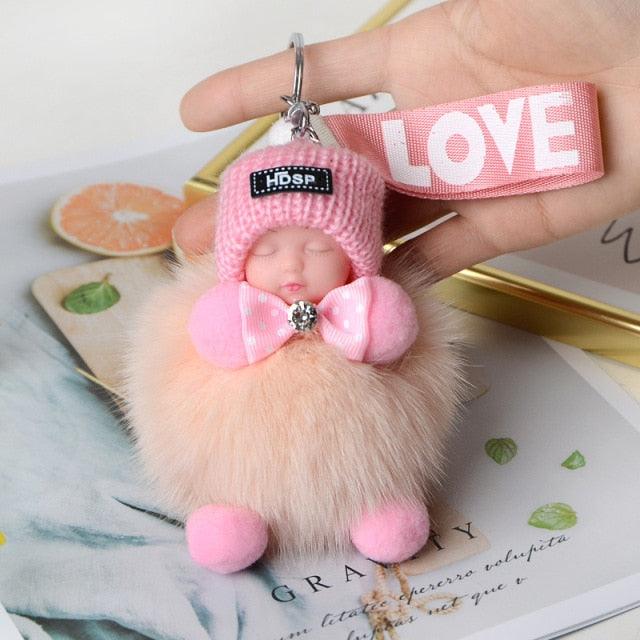 Cute Fluffy Plush Pompom Sleeping Baby Doll Keychain Fluffy Ball Key Chain for Women Bag Keychains Bags Keyrings Cars Key Ring Gift Charming Decoration For Girl - ALLURELATION - 551, accessories, Baby Doll Keychain, bagcharm, Charms, crochet, Fluffy Ball Key Chain, Fluffy key Chain, jewelry, Key chains, keychain, keychains, keyrings, pendents, Pompom Baby Doll Keychain, Pompom Keychain, Pompom Sleeping Baby Doll Keychain - Stevvex.com