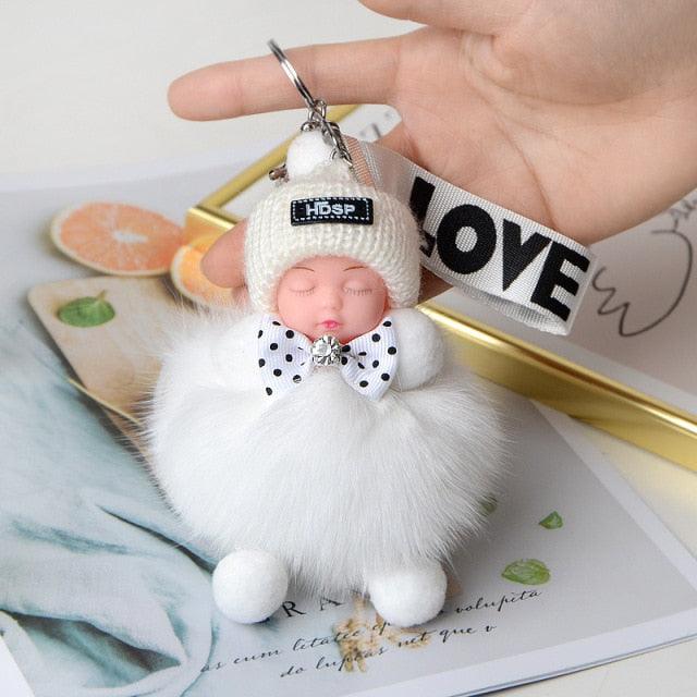 Cute Fluffy Plush Pompom Sleeping Baby Doll Keychain Fluffy Ball Key Chain for Women Bag Keychains Bags Keyrings Cars Key Ring Gift Charming Decoration For Girl - ALLURELATION - 551, accessories, Baby Doll Keychain, bagcharm, Charms, crochet, Fluffy Ball Key Chain, Fluffy key Chain, jewelry, Key chains, keychain, keychains, keyrings, pendents, Pompom Baby Doll Keychain, Pompom Keychain, Pompom Sleeping Baby Doll Keychain - Stevvex.com