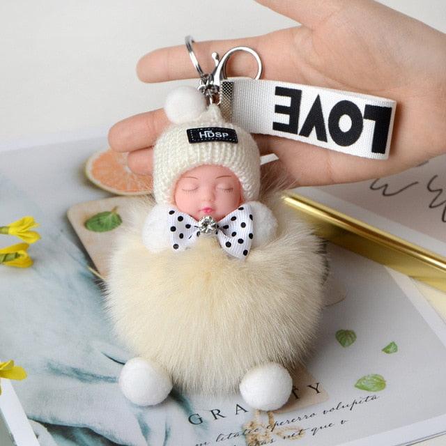 Cute Fluffy Plush Pompom Sleeping Baby Doll Keychain Fluffy Ball Key Chain for Women Bag Keychains Bags Keyrings Cars Key Ring Gift Charming Decoration For Girl - ALLURELATION - 551, accessories, Baby Doll Keychain, bagcharm, Charms, crochet, Fluffy Ball Key Chain, Fluffy key Chain, jewelry, Key chains, keychain, keychains, keyrings, pendents, Pompom Baby Doll Keychain, Pompom Keychain, Pompom Sleeping Baby Doll Keychain - Stevvex.com