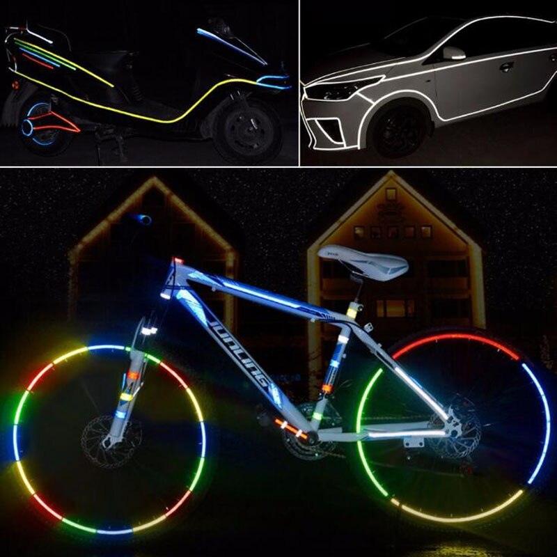 8PCS Bicycle Bike Wheel Lights Bike Fluorescent Reflective Stickers Bike Light Spoke Wheel Tape Bicycle Accessories Bike Reflective Tape Night Safety Stickers For Bicycle Motorbike