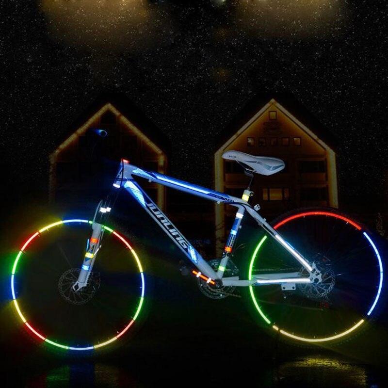 8PCS Bicycle Bike Wheel Lights Bike Fluorescent Reflective Stickers Bike Light Spoke Wheel Tape Bicycle Accessories Bike Reflective Tape Night Safety Stickers For Bicycle Motorbike