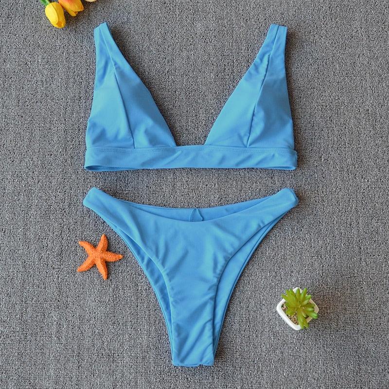 Women Charming Bikini Swimsuit Women Push Up Swimwear Two Piece Bikini Set Solid Color Bathing Suit Swim Suit Female Women Two Piece Bikini Swimsuit Halter Twist Front Bathing Suit Swimwear