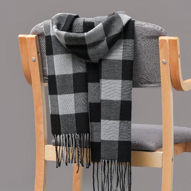 Fashion Winter Casual Classic Soft Plaid Popular Couple Lightweight Tartan Muffler Warm Scarf Cashmere Scarves Shawls Wraps Lightweight Women Warm Lattice Scarves Cashmere Hijab For Women