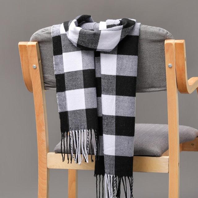 Fashion Winter Casual Classic Soft Plaid Popular Couple Lightweight Tartan Muffler Warm Scarf Cashmere Scarves Shawls Wraps Lightweight Women Warm Lattice Scarves Cashmere Hijab For Women