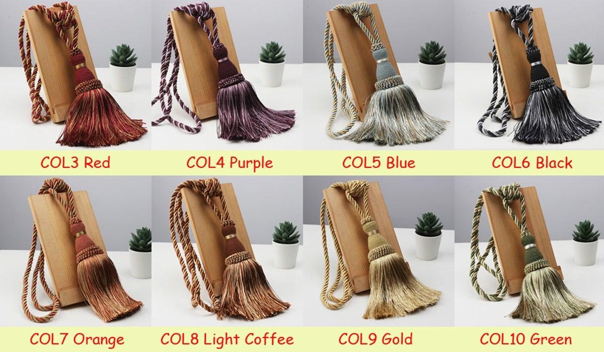 Home Decoration Polyester Tassel Tiebacks Curtain Holder Handmade Tassel Curtain Rope Holdback Window Drape Hanging Ball Tassels Curtains Buckle Sling Binding Lantern Tiebacks Handcrafted Braided Curtain Holdbacks Window Home Decor 55-90cm