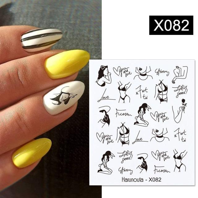 Cool Geometrics Pattern Water Decals Stickers Flower Leaves Slider For Nails Spring Summer Nail Art Decoration Tattoos Women Nail Art Stickers Water Transfer Decals Design Nail Art Supplies Manicure Acrylic Nail Foil Stencils Decorations