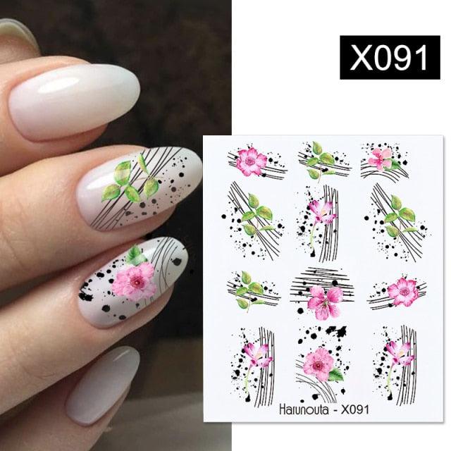 Cool Geometrics Pattern Water Decals Stickers Flower Leaves Slider For Nails Spring Summer Nail Art Decoration Tattoos Women Nail Art Stickers Water Transfer Decals Design Nail Art Supplies Manicure Acrylic Nail Foil Stencils Decorations