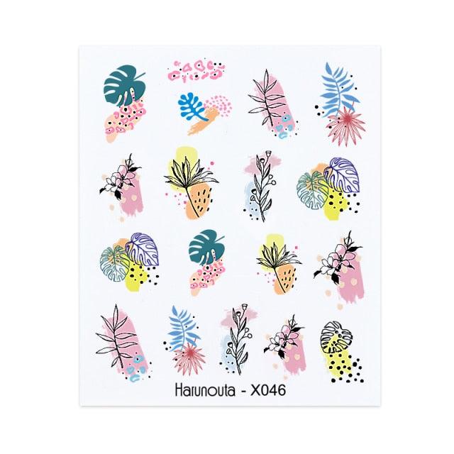 Cool Geometrics Pattern Water Decals Stickers Flower Leaves Slider For Nails Spring Summer Nail Art Decoration Tattoos Women Nail Art Stickers Water Transfer Decals Design Nail Art Supplies Manicure Acrylic Nail Foil Stencils Decorations