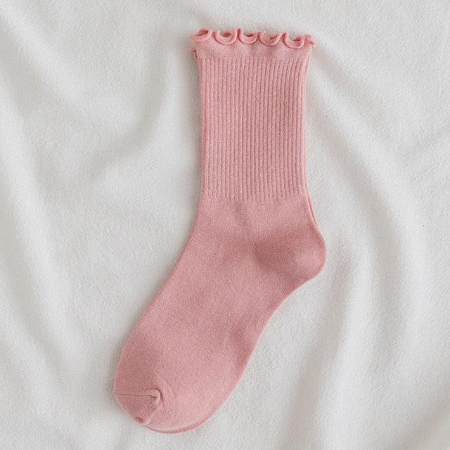 Little Flower Socks Girl's Socks Simple Solid Color Socks New Style Women's Long Socks Kawaii Happy And Funny Breathable High Quality Socks For Women