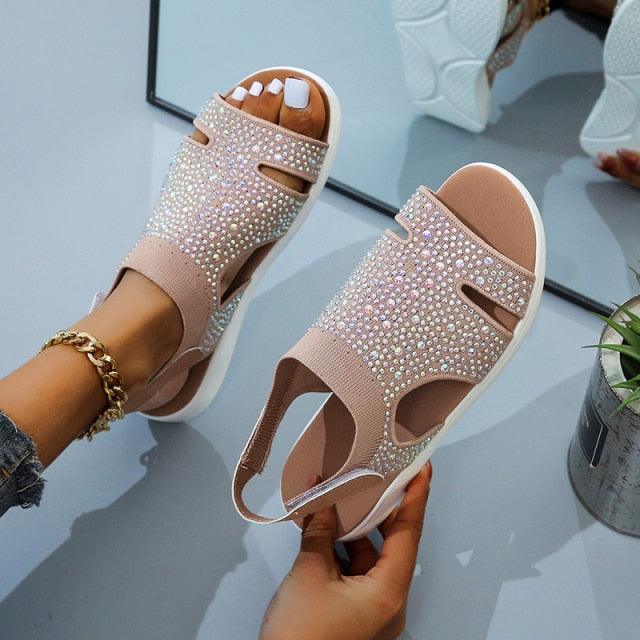 New Summer Women Sandals Shoes Blue Casual Woman Flats Buckle Strap Fashion Beach Shoe Modern Slide Square Open Toe One Band Cute Slip On Flat Dressy Casual Summer Sandals