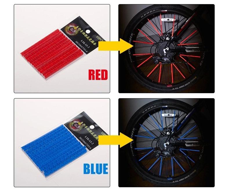 New 12 Pcs Bicycle Mountain Bike Riding Wheel Rim Spoke Mount Clip Tube Warning Light Strip Bicycle Wheel Spoke Reflector Reflective Mount Clip Tube Warning Strip Waterproof Bicycle Spoke Reflectors