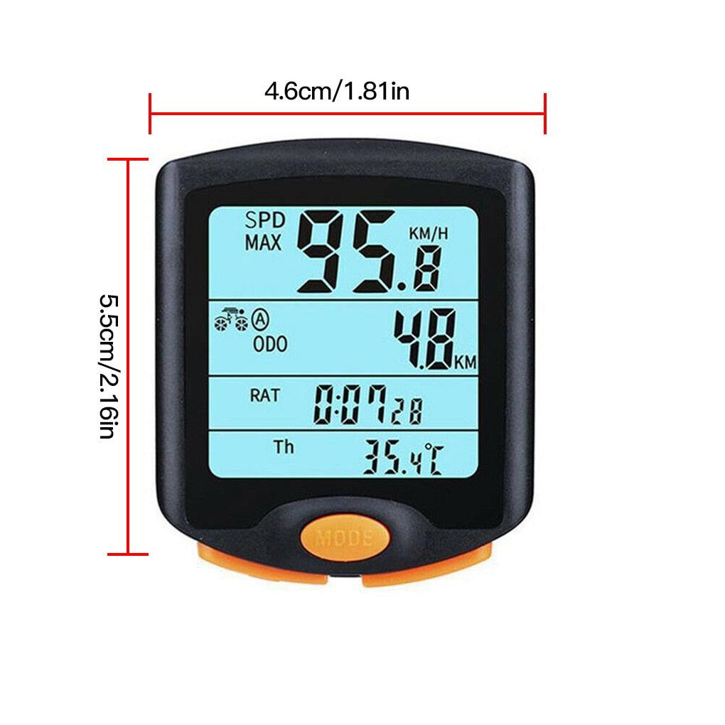 Black Mini Waterproof Bicycle Computer Wired Digital Multifunction Speedometer Waterproof Motion Sensor Bicycle Computer Odometer Cycling Multi Function Waterproof 4 Line Display With Backlight