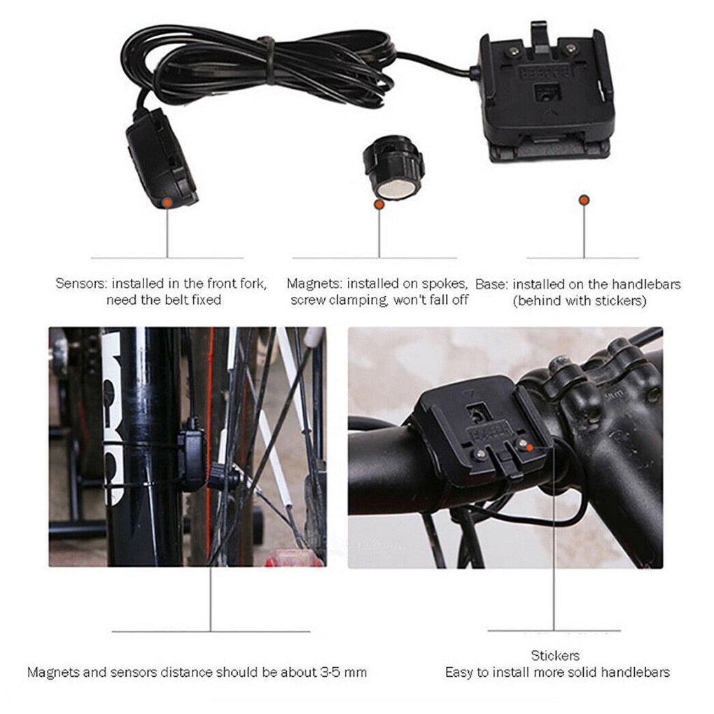 Black Mini Waterproof Bicycle Computer Wired Digital Multifunction Speedometer Waterproof Motion Sensor Bicycle Computer Odometer Cycling Multi Function Waterproof 4 Line Display With Backlight