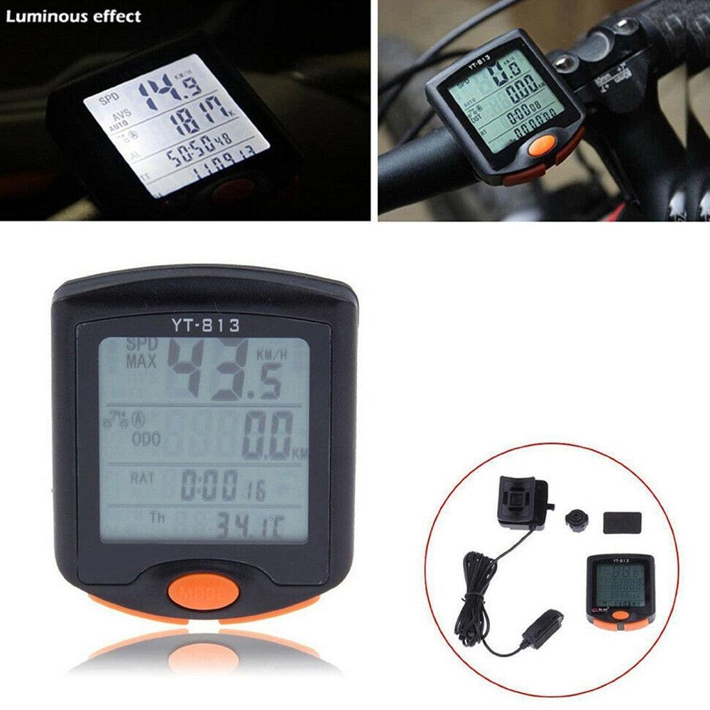 Black Mini Waterproof Bicycle Computer Wired Digital Multifunction Speedometer Waterproof Motion Sensor Bicycle Computer Odometer Cycling Multi Function Waterproof 4 Line Display With Backlight