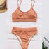 Swimwear Women Ribbed Bathing Suit Female Push Up Bikini Set Women's Bathing Suit Lace up Bikini Ribbed Two Piece Swimsuit Beachwear High Waist Bikini Women's Swimsuit