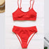 Swimwear Women Ribbed Bathing Suit Female Push Up Bikini Set Women's Bathing Suit Lace up Bikini Ribbed Two Piece Swimsuit Beachwear High Waist Bikini Women's Swimsuit