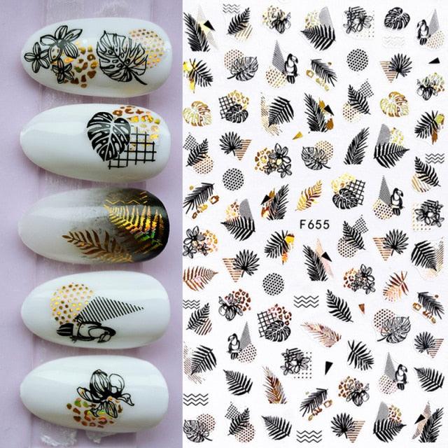 Summer Tropical Beach Coconut Tree Slippers 3D Nail Sticker Leaves Shell Transfer Decals Slider Decoration Manicures  Tip Water Transfer Nail Decals Sticker For Pretty Girl Self-Adhesive Nail Decals Designer Nail Stickers for Acrylic