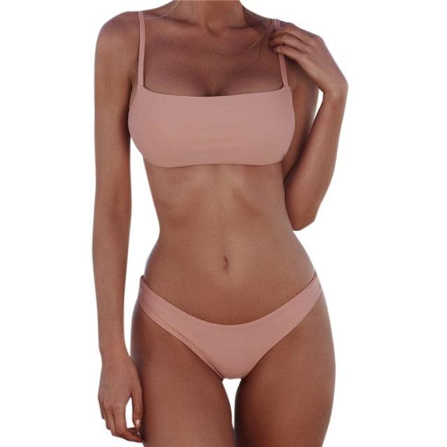 Push Up Bikini Set Swimsuits High Waist Swimwear Women Ribbed Bathing Suits Brazilian Bikinis Swimsuit for Women  Bottom Triangle Bikinis Top Bathing Suit