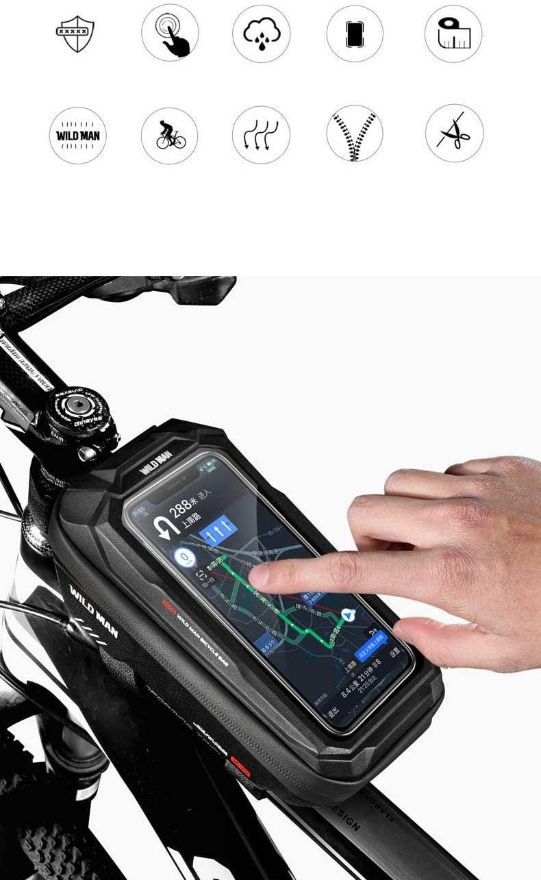 Bike Bag Frame Front Top Tube Waterproof Hard Shell Cycling Bag Touch Screen Phone Case Bicycle Accessories Bike Phone Mount Bag Cycling Waterproof Front Frame Top Tube Handlebar Bag With Touch Screen Holder Case