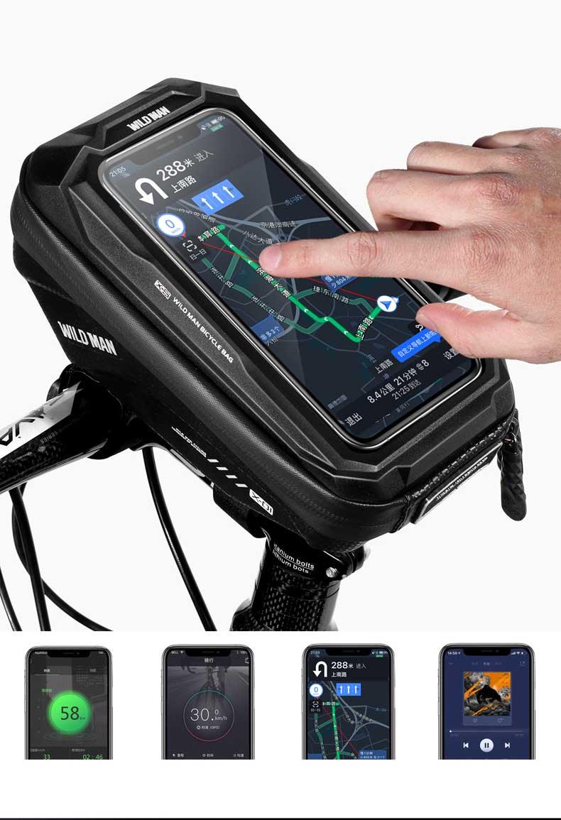 Bike Bag Frame Front Top Tube Waterproof Hard Shell Cycling Bag Touch Screen Phone Case Bicycle Accessories Bike Phone Mount Bag Cycling Waterproof Front Frame Top Tube Handlebar Bag With Touch Screen Holder Case