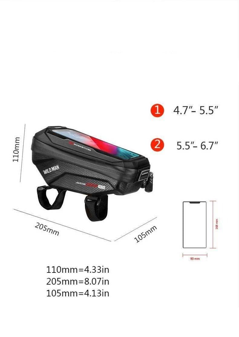 Bike Bag Frame Front Top Tube Waterproof Hard Shell Cycling Bag Touch Screen Phone Case Bicycle Accessories Bike Phone Mount Bag Cycling Waterproof Front Frame Top Tube Handlebar Bag With Touch Screen Holder Case