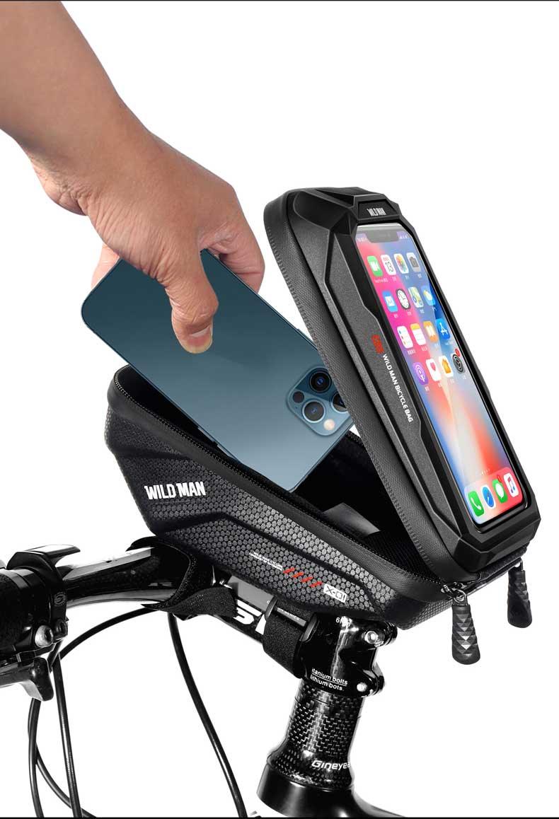 Bike Bag Frame Front Top Tube Waterproof Hard Shell Cycling Bag Touch Screen Phone Case Bicycle Accessories Bike Phone Mount Bag Cycling Waterproof Front Frame Top Tube Handlebar Bag With Touch Screen Holder Case