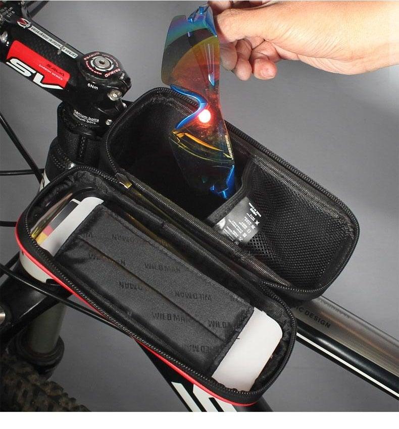 Bike Bag Frame Front Top Tube Waterproof Hard Shell Cycling Bag Touch Screen Phone Case Bicycle Accessories Bike Phone Mount Bag Cycling Waterproof Front Frame Top Tube Handlebar Bag With Touch Screen Holder Case