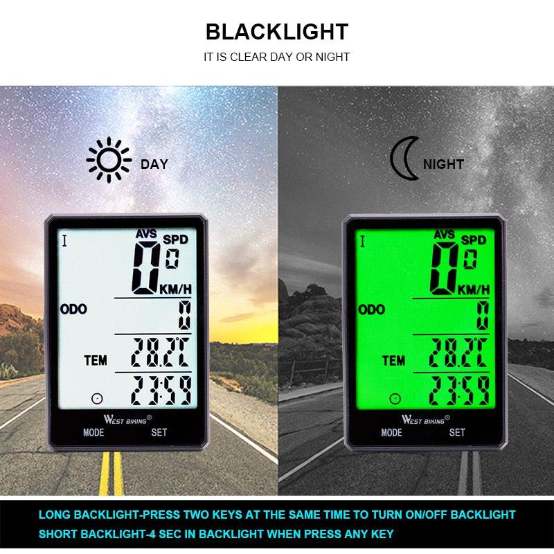 Waterproof Bicycle Computer With Backlight Wireless Wired Bicycle Computer Bike Speedometer Odometer Wireless Bike Computer Waterproof Bicycle Speedometer  Support Smart Sensor LCD Backlight Display Automatic Wake-Up