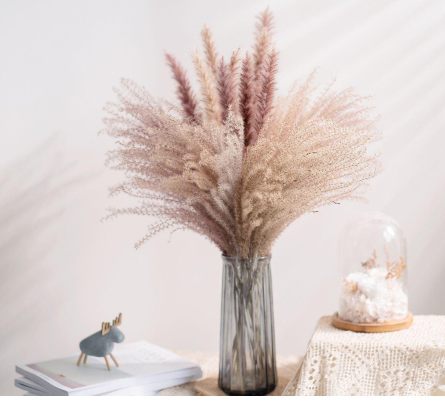 30pcs Natural Dried Pampas Grass Bouquet Pampas Grass Reeds Flowers Bulrush Bouquets Durable For for Vase Artificial Grass Room Décor Wedding Decorations