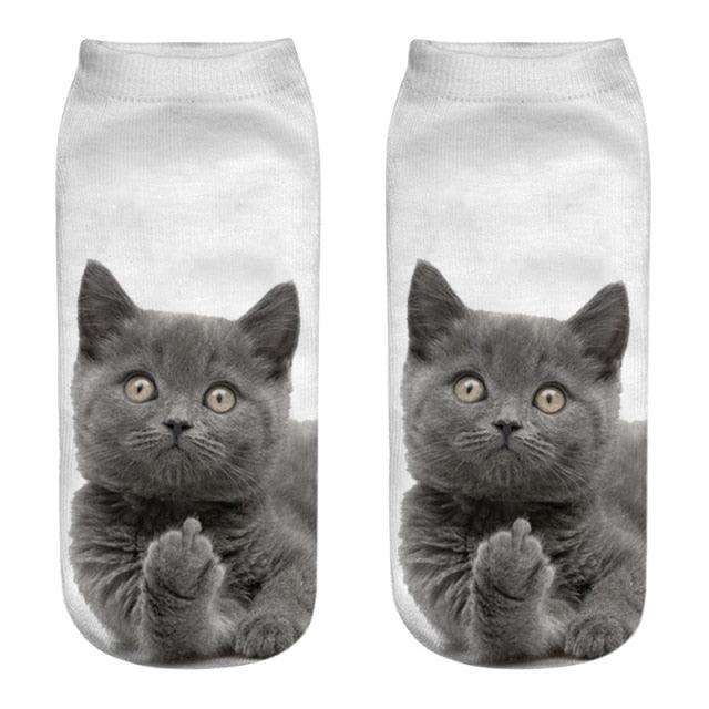 New 3D Print Funny Cute Cartoon Kitten Unisex Short Socks Creative Colorful Multiple Cat Face Happy Low Ankle Socks For Men And Women