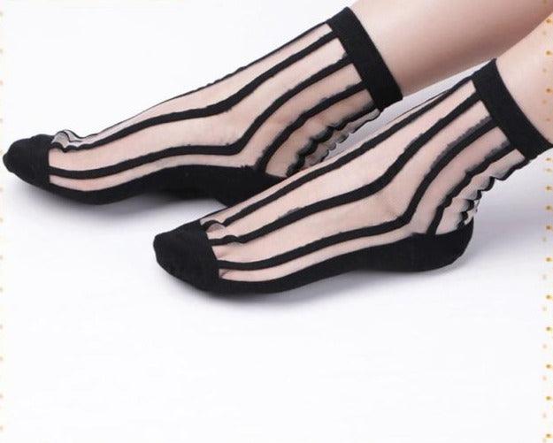 Ultra Thin Lace Mesh Fishnet Socks Mixed Fiber Transparent Stretch Elasticity Ankle Net Yarn Thin Women Cool Socks Ankle Socks Cotton Boat Socks For Women