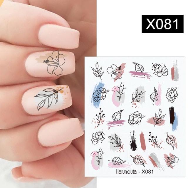 Cool Geometrics Pattern Water Decals Stickers Flower Leaves Slider For Nails Spring Summer Nail Art Decoration Tattoos Women Nail Art Stickers Water Transfer Decals Design Nail Art Supplies Manicure Acrylic Nail Foil Stencils Decorations