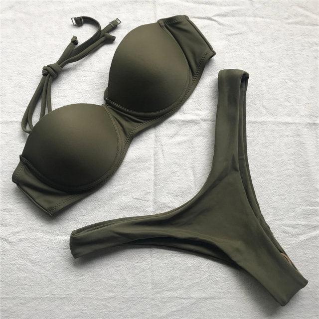 Bikini Push Up Swimsuit Female Swimwear Women's Bathing Suits Push Up Underwire Bikini Set Padded Two Piece Swimsuits Women Two-pieces Durable Bikini Set With Bra Cup Modern Bathing Suit